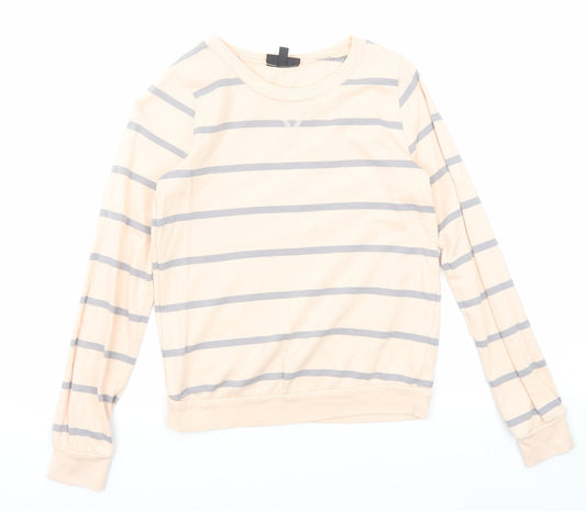 Topshop Womens Pink Striped Cotton Pullover Sweatshirt Size 6 Pullover