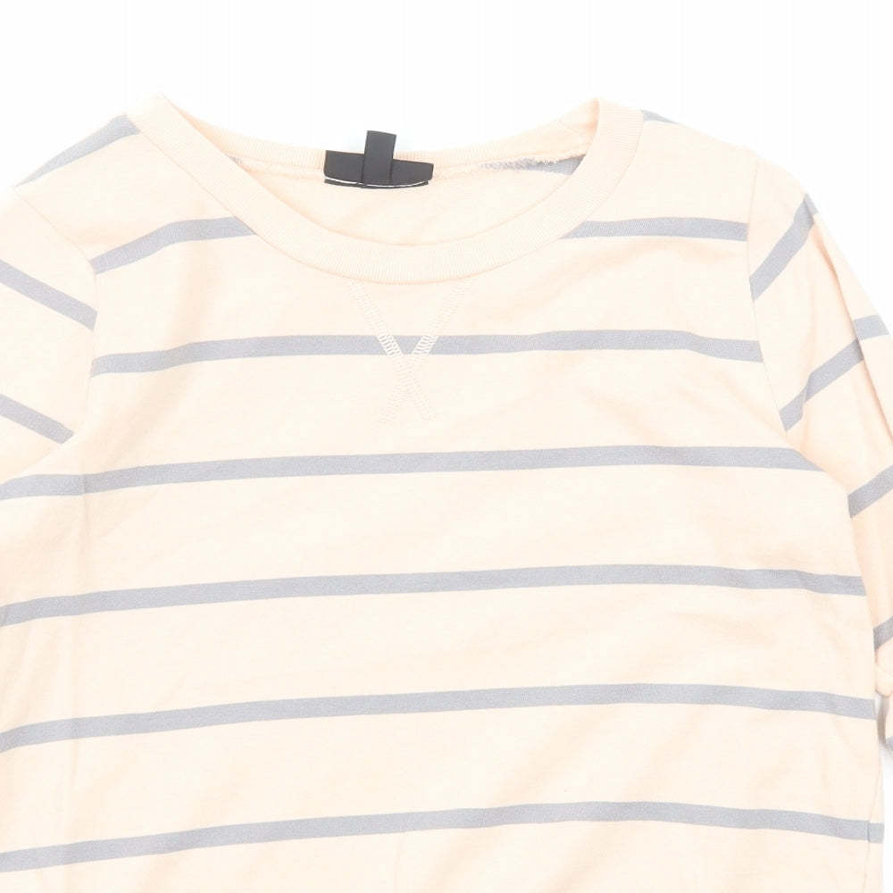 Topshop Womens Pink Striped Cotton Pullover Sweatshirt Size 6 Pullover
