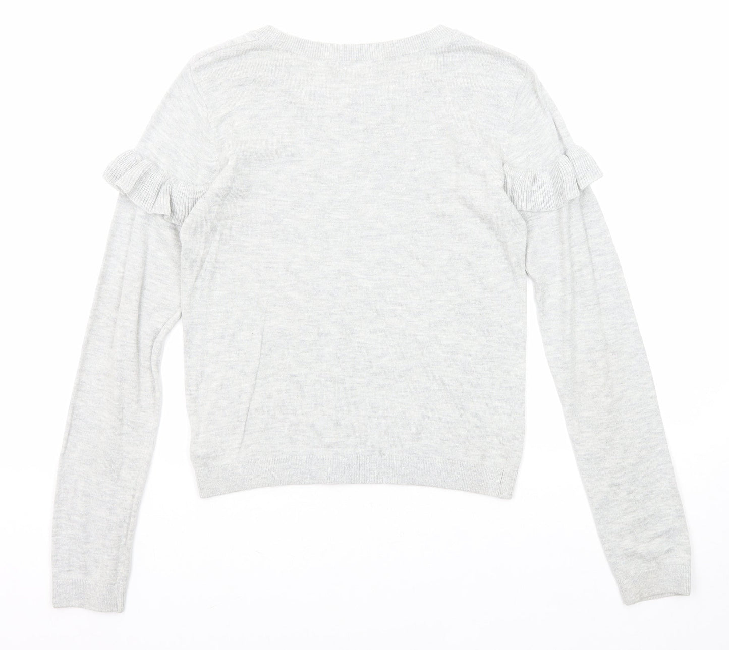 NEXT Girls Grey Round Neck Cotton Pullover Jumper Size 12 Years Pullover