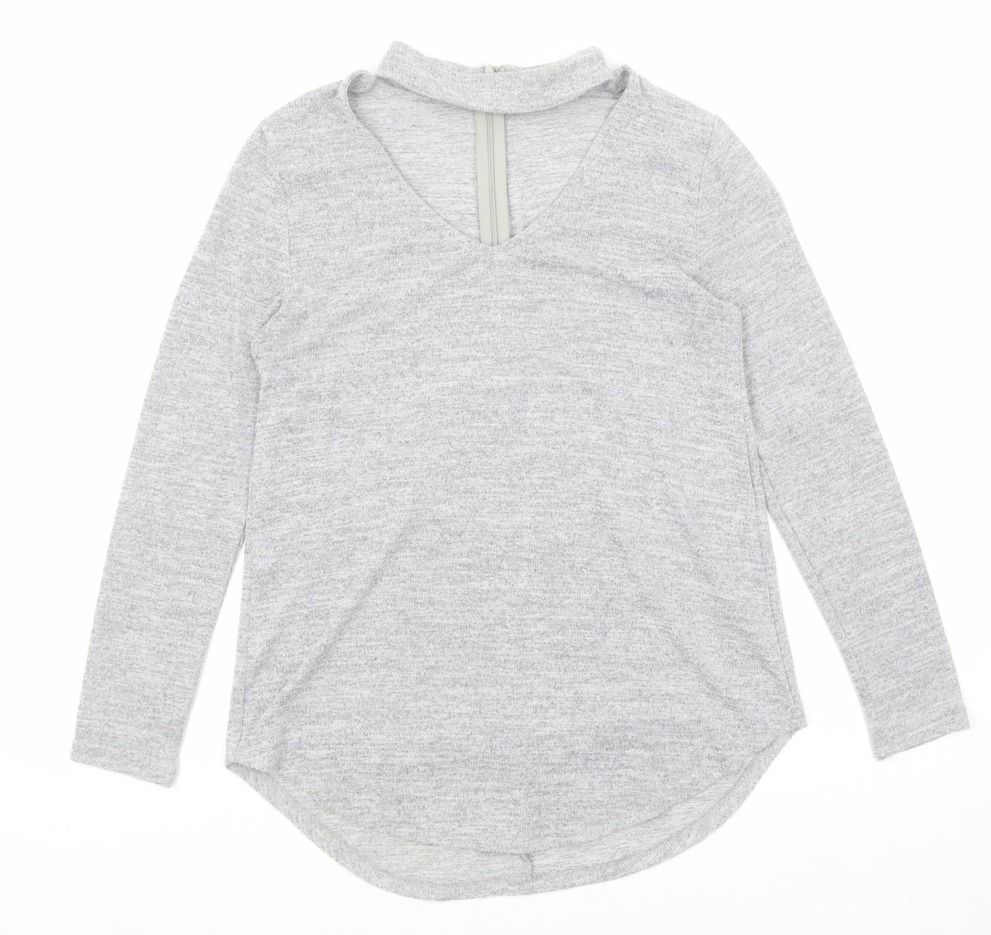 Quiz Womens Grey V-Neck Viscose Pullover Jumper Size 8
