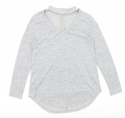 Quiz Womens Grey V-Neck Viscose Pullover Jumper Size 8