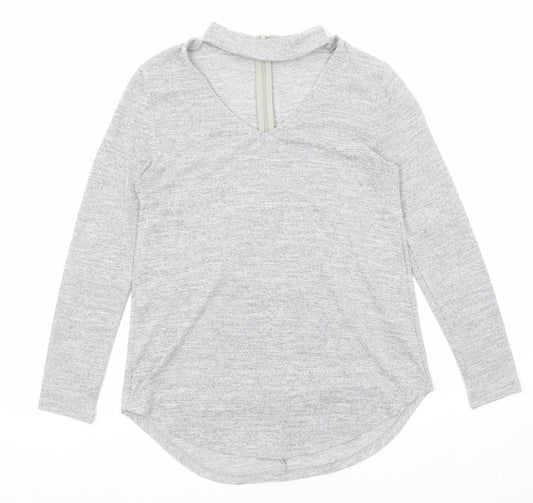 Quiz Womens Grey V-Neck Viscose Pullover Jumper Size 8