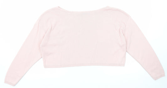 Nasty Gal Womens Pink Boat Neck Acrylic Pullover Jumper Size S