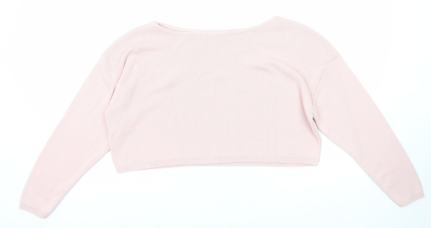 Nasty Gal Womens Pink Boat Neck Acrylic Pullover Jumper Size S