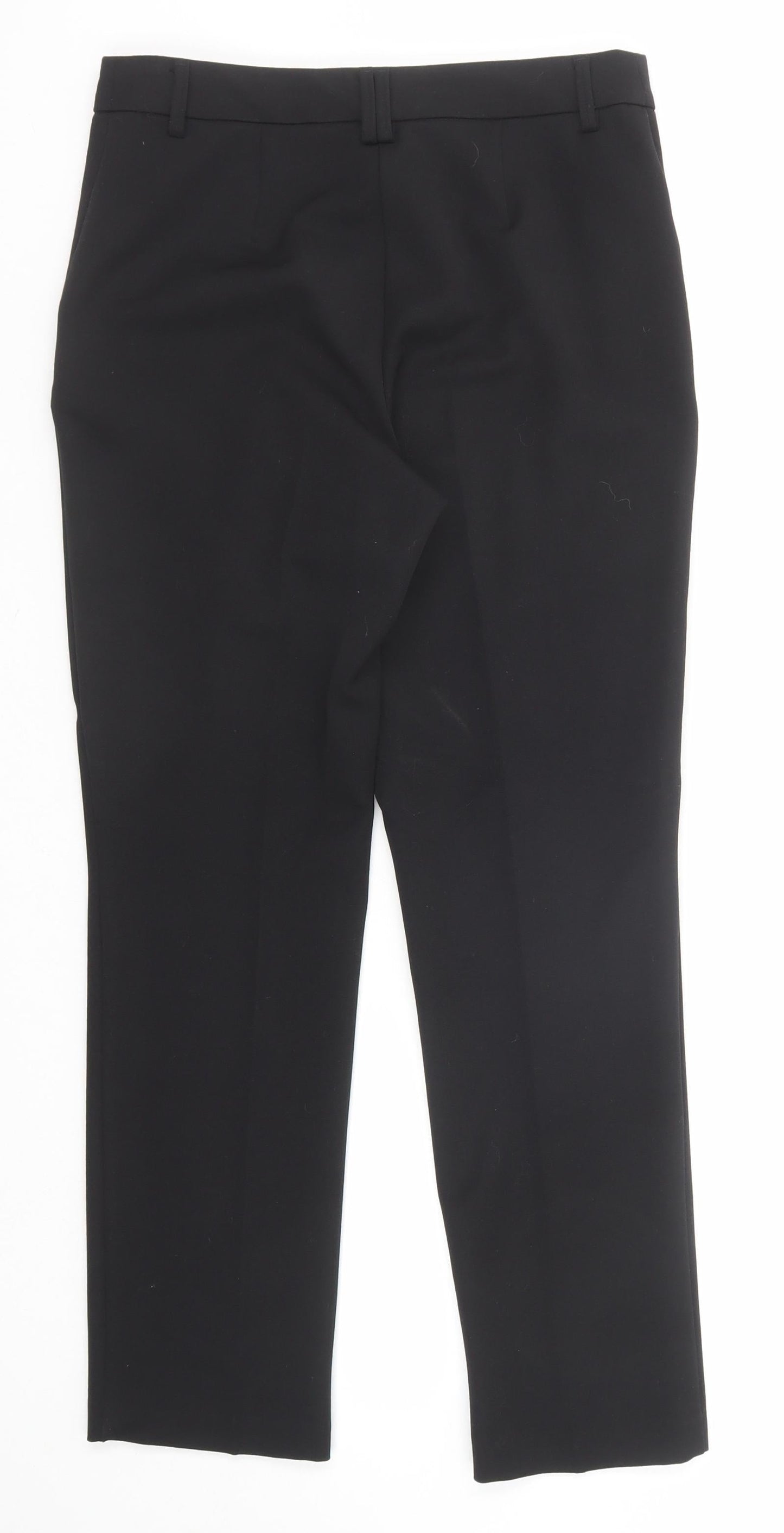 Marks and Spencer Womens Black Polyester Trousers Size 8 Regular Zip