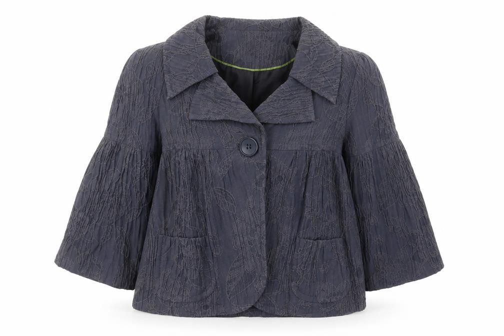 Edina Ronay Womens Blue Geometric Jacket Size 12 Button