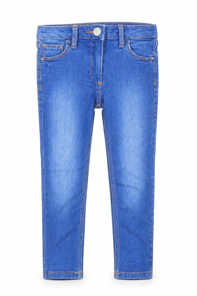 Next Girls Blue Cotton Skinny Jeans Size 6 Years Regular Zip
