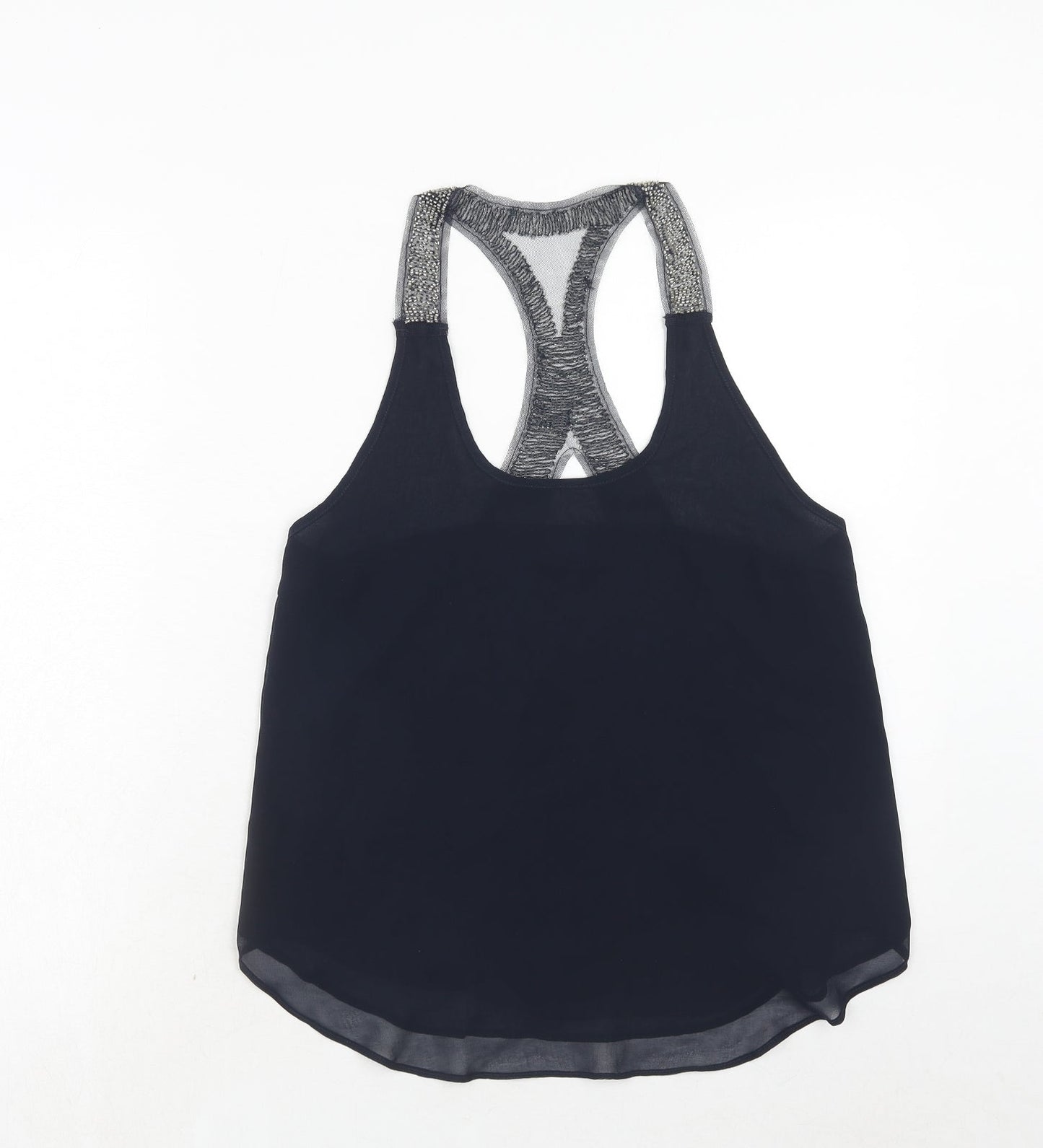 Blonde + Blonde Womens Blue Polyester Basic Tank Size 12 Round Neck
