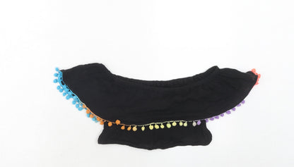Boohoo Womens Black Cotton Basic Tank Size L Off the Shoulder