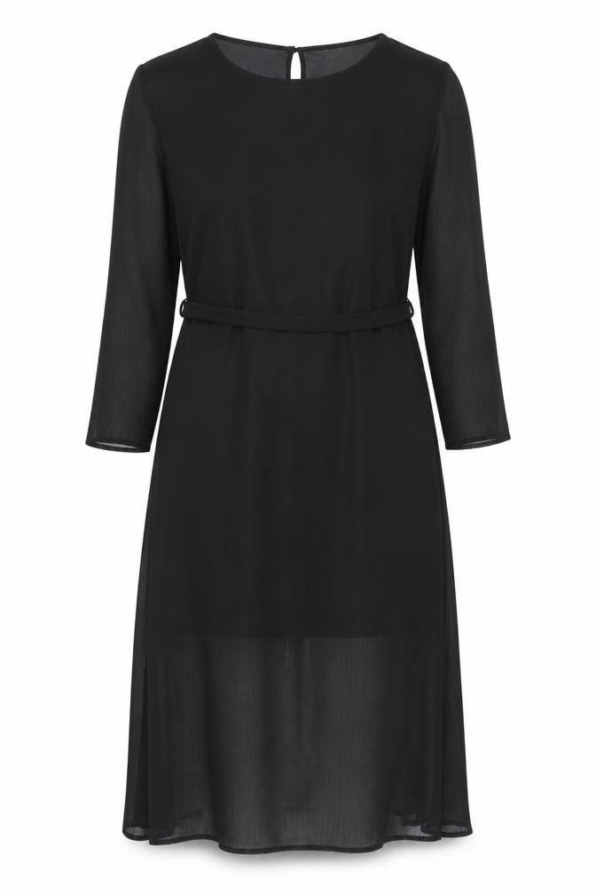 Yessica Womens Black Polyester Trapeze & Swing Size 14 Round Neck Button