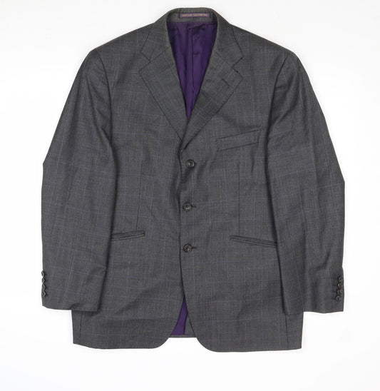 Marks and Spencer Mens Grey Plaid Wool Jacket Suit Jacket Size 40 Regular