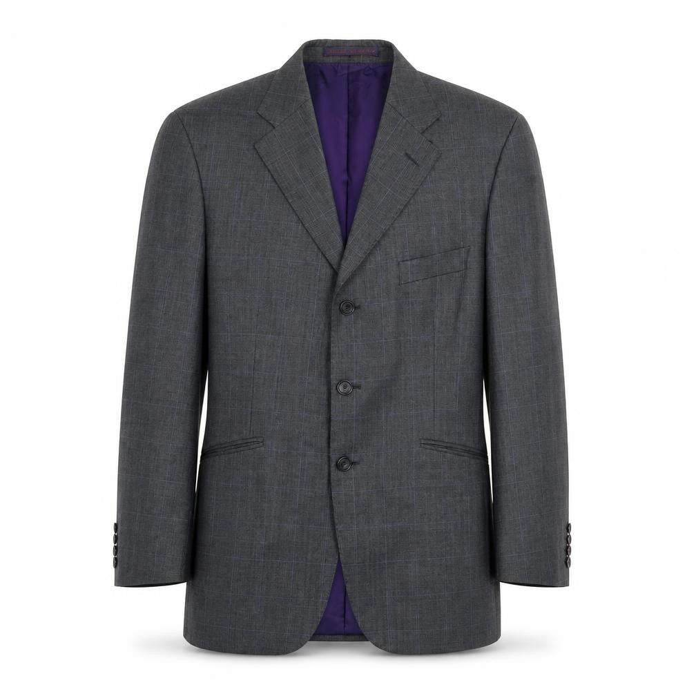 Marks & Spencer Mens Grey Plaid Wool Jacket Suit Jacket Size 40 Regular