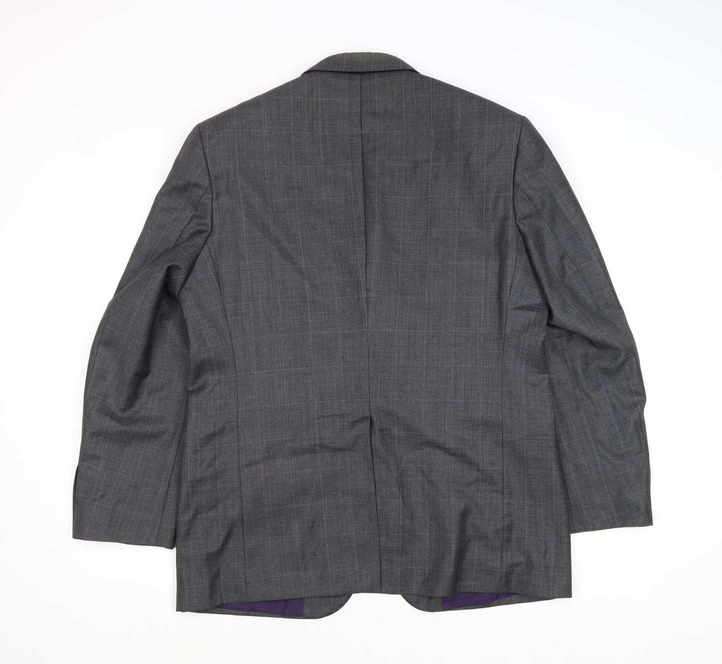 Marks and Spencer Mens Grey Plaid Wool Jacket Suit Jacket Size 40 Regular