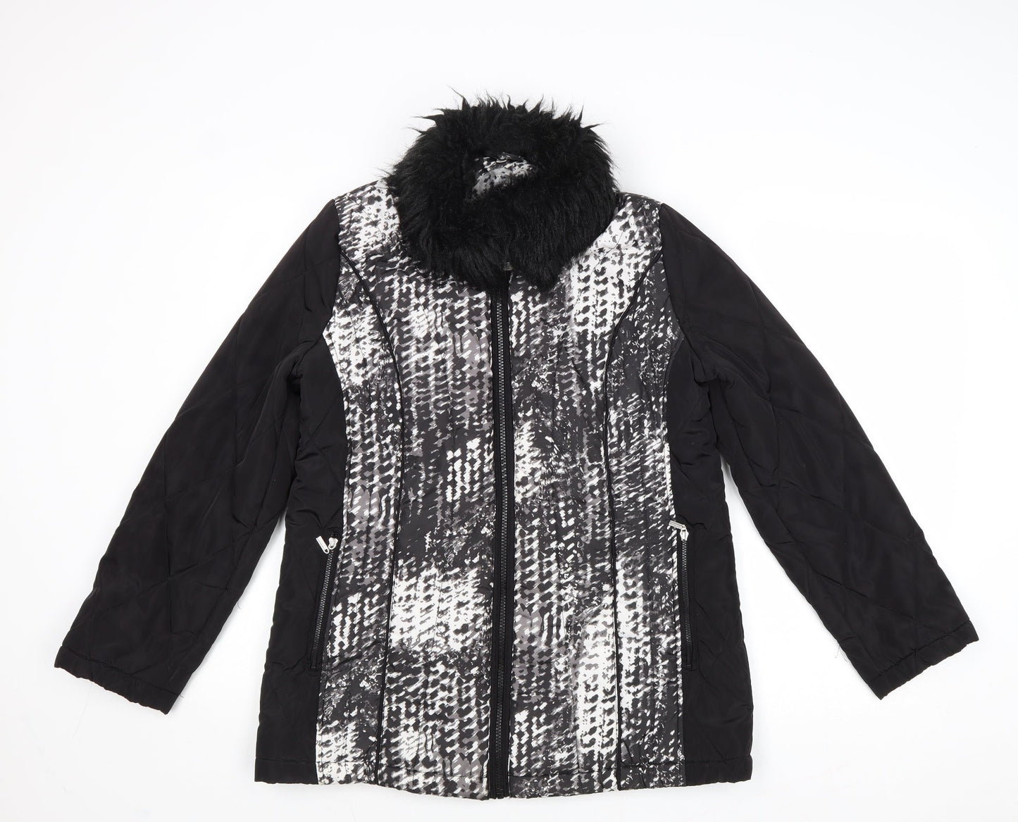 Anna Rose Womens Black Geometric Jacket Size S Zip