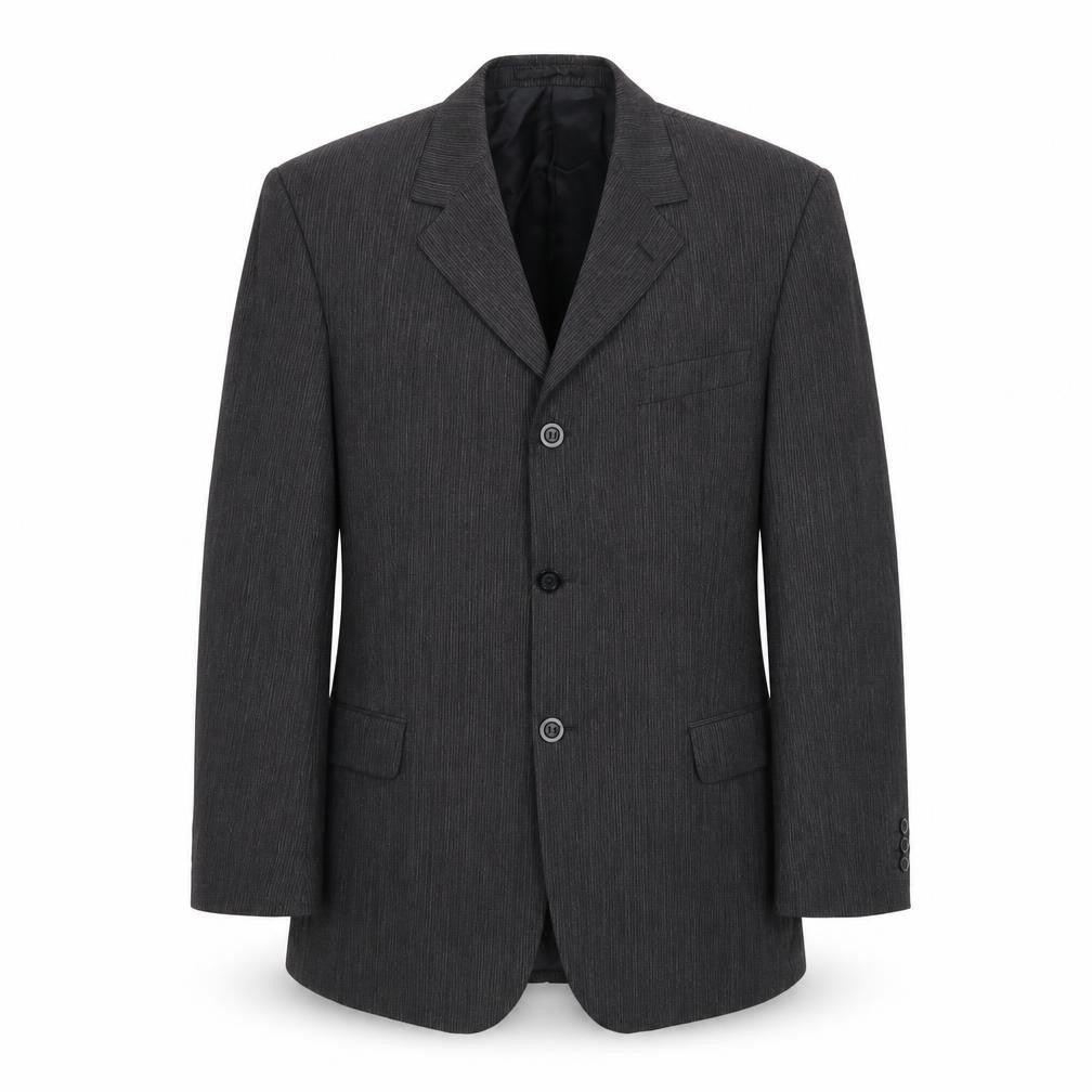 Tom English Mens Grey Striped Polyester Jacket Suit Jacket Size 40 Regular