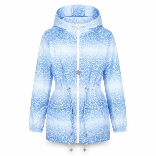 Love Label Womens Blue Geometric Rain Coat Coat Size 8 Zip