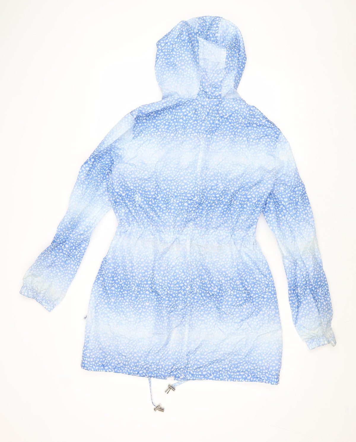 Love Label Womens Blue Geometric Rain Coat Coat Size 8 Zip