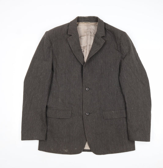 Monsoon Mens Brown Striped Cotton Jacket Suit Jacket Size 40 Regular
