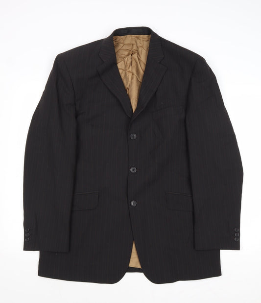 Marks and Spencer Mens Black Striped Polyester Jacket Suit Jacket Size 40 Regular
