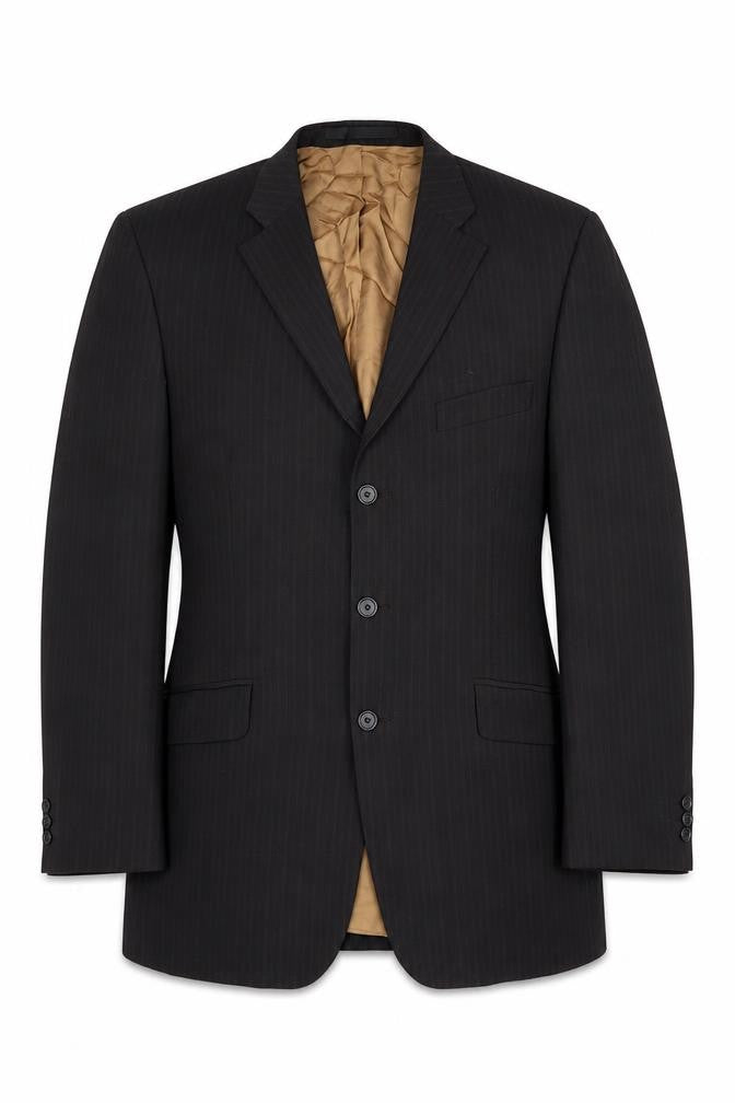 Marks & Spencer Mens Black Striped Polyester Jacket Suit Jacket Size 40 Regular