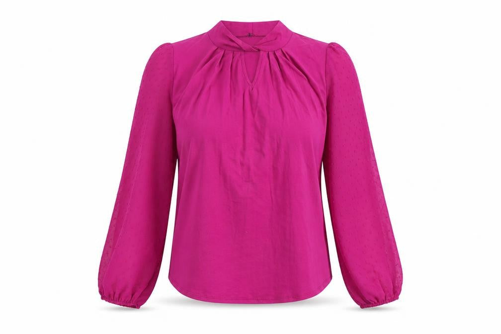 Bonmarché Womens Pink Viscose Basic Blouse Size 12 Round Neck