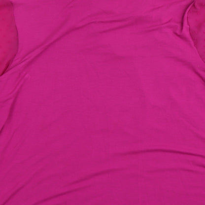 Bonmarché Womens Pink Viscose Basic Blouse Size 12 Round Neck