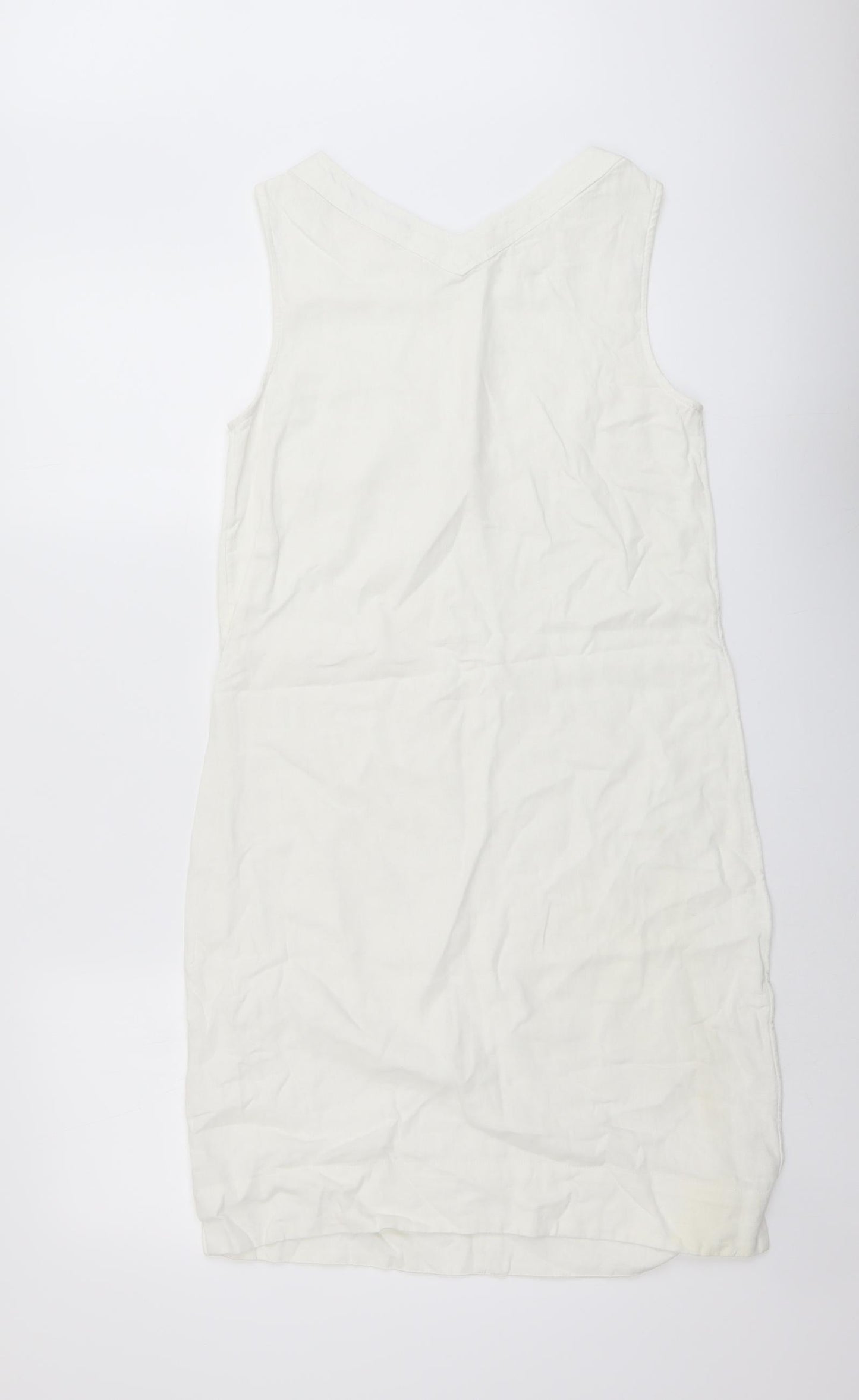 Marks and Spencer Womens Ivory Cotton A-Line Size 8 Round Neck Pullover