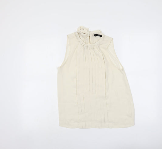 Zara Womens Beige Polyester Basic Tank Size XS Round Neck
