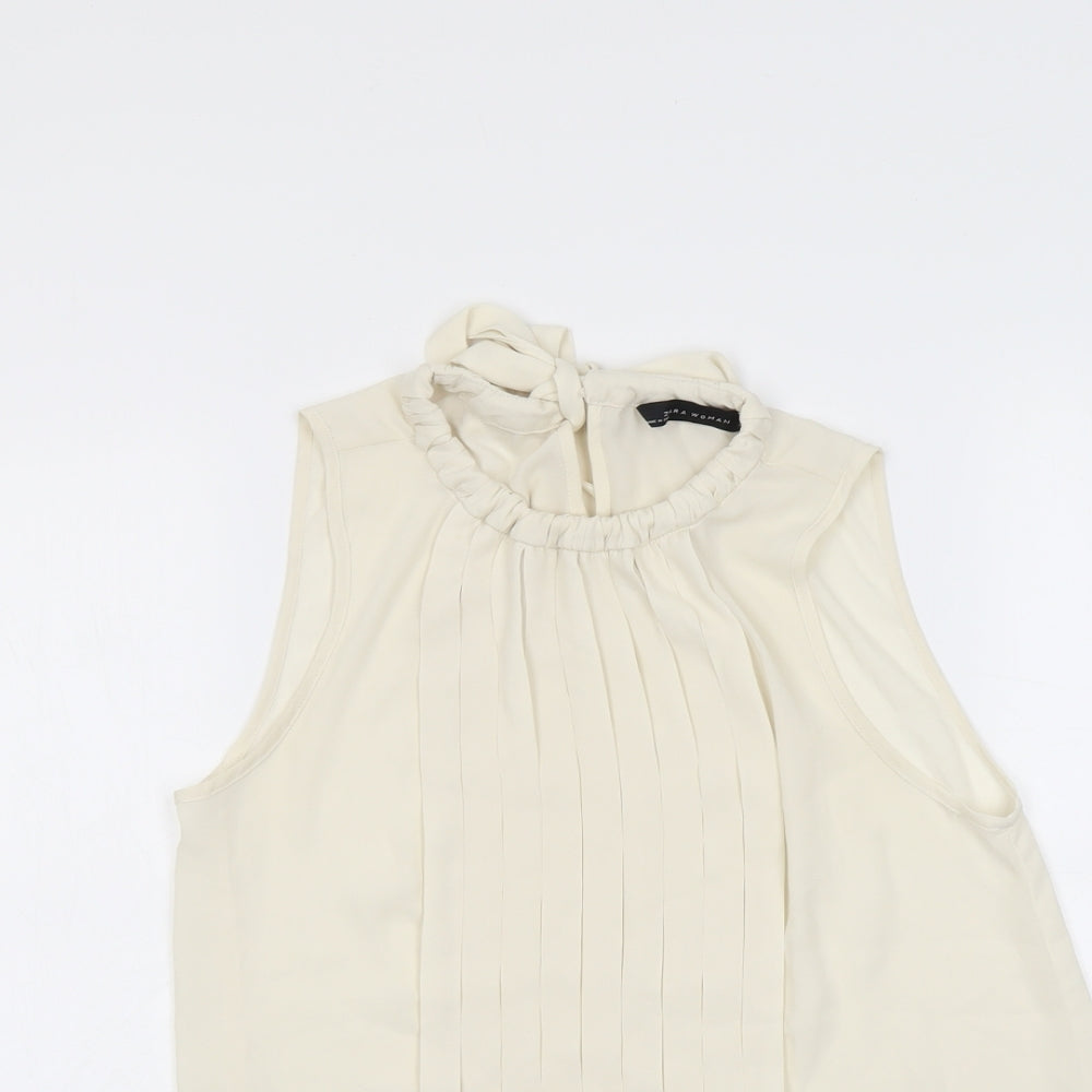 Zara Womens Beige Polyester Basic Tank Size XS Round Neck