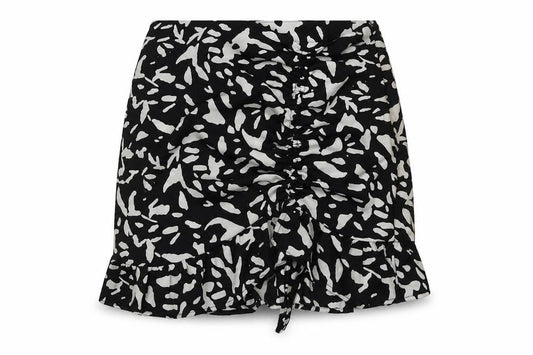 Brave Soul Womens Black Geometric Polyester Skater Skirt Size M Zip