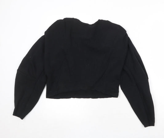 Zara Womens Black Cotton Pullover Sweatshirt Size S Pullover - Shoulder Pads