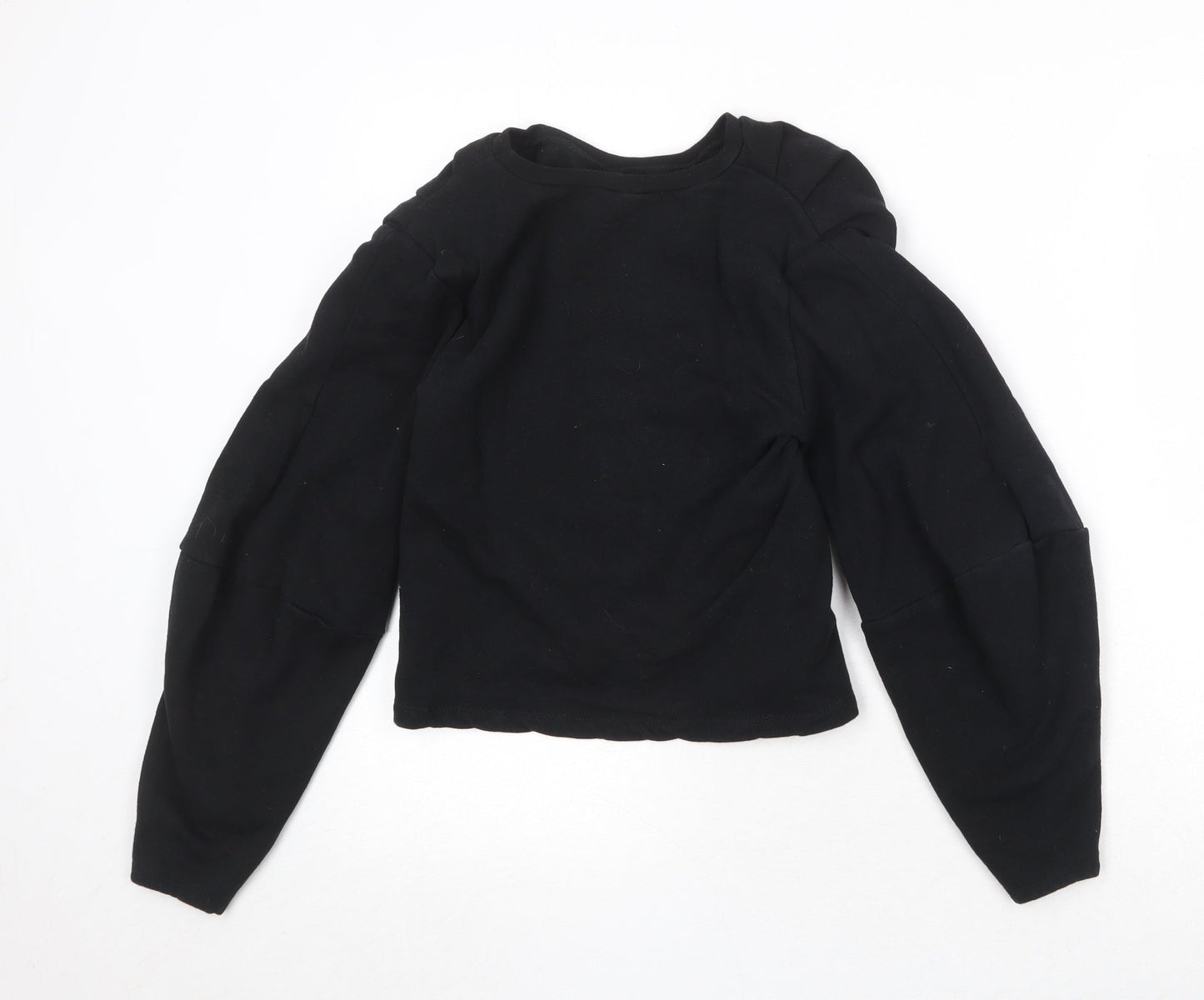 Zara Womens Black Cotton Pullover Sweatshirt Size S Pullover - Shoulder Pads