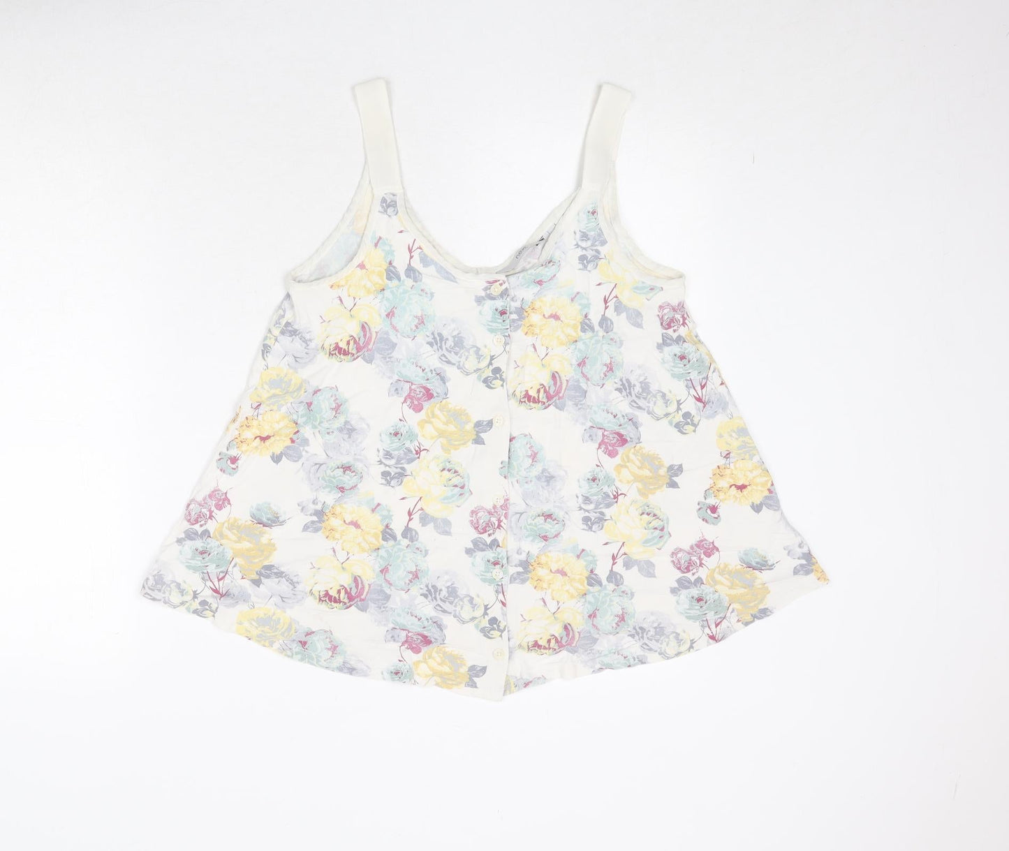 NEXT Womens White Floral Viscose Camisole Tank Size 8 Round Neck