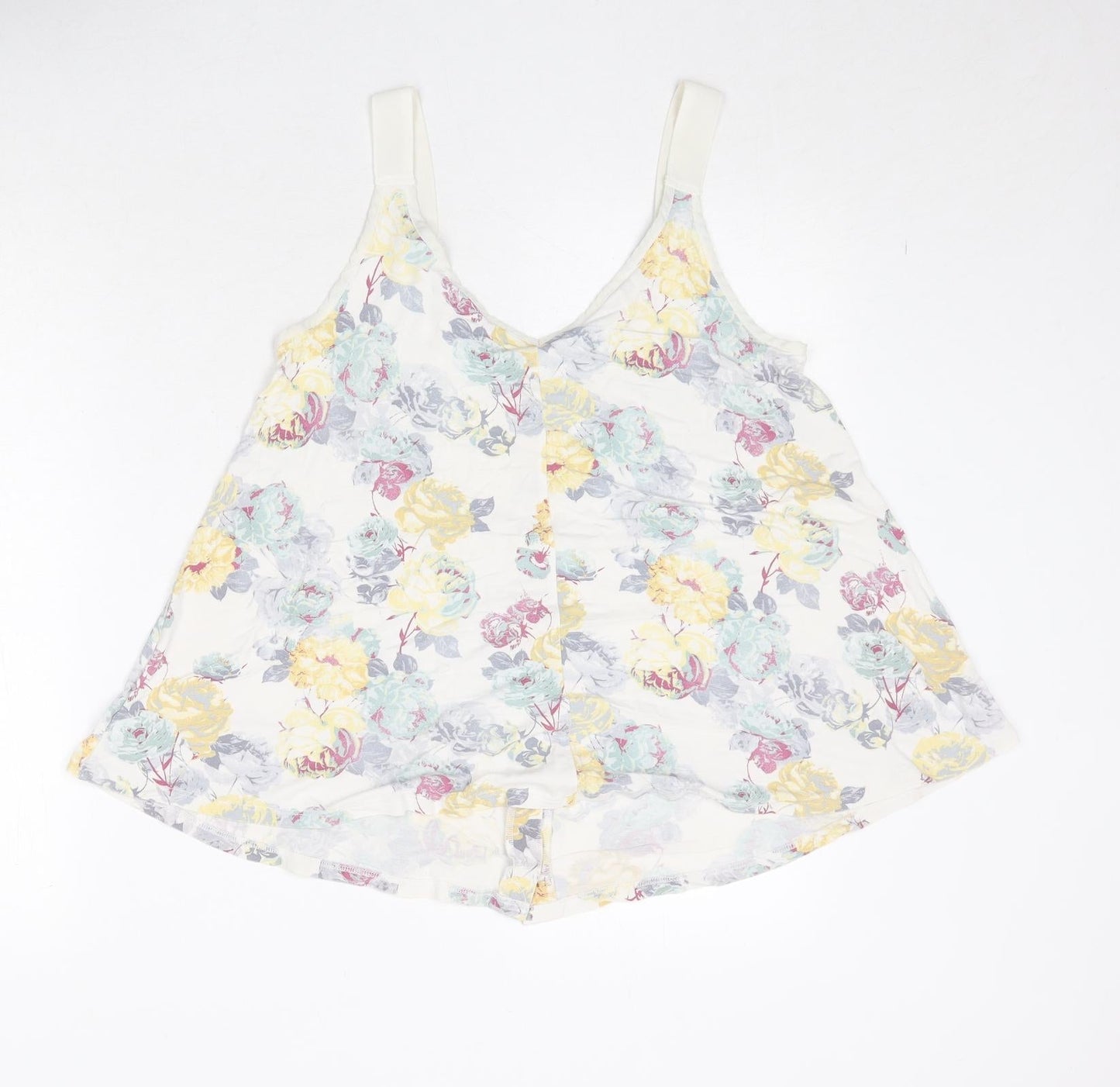 NEXT Womens White Floral Viscose Camisole Tank Size 8 Round Neck
