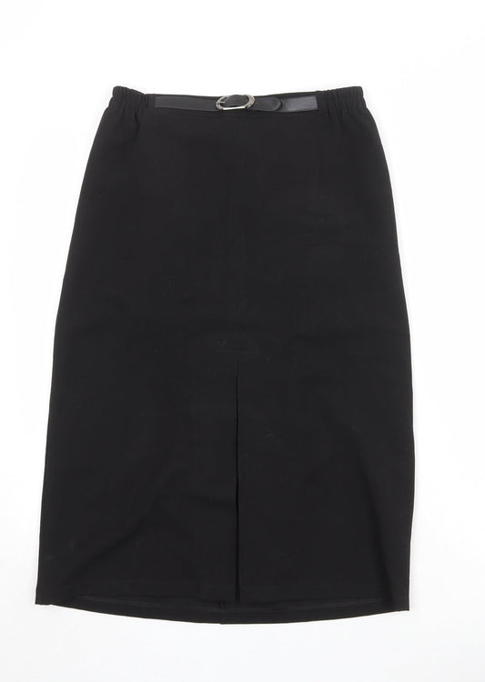 Afibel Womens Black Polyester A-Line Skirt Size 10 Buckle
