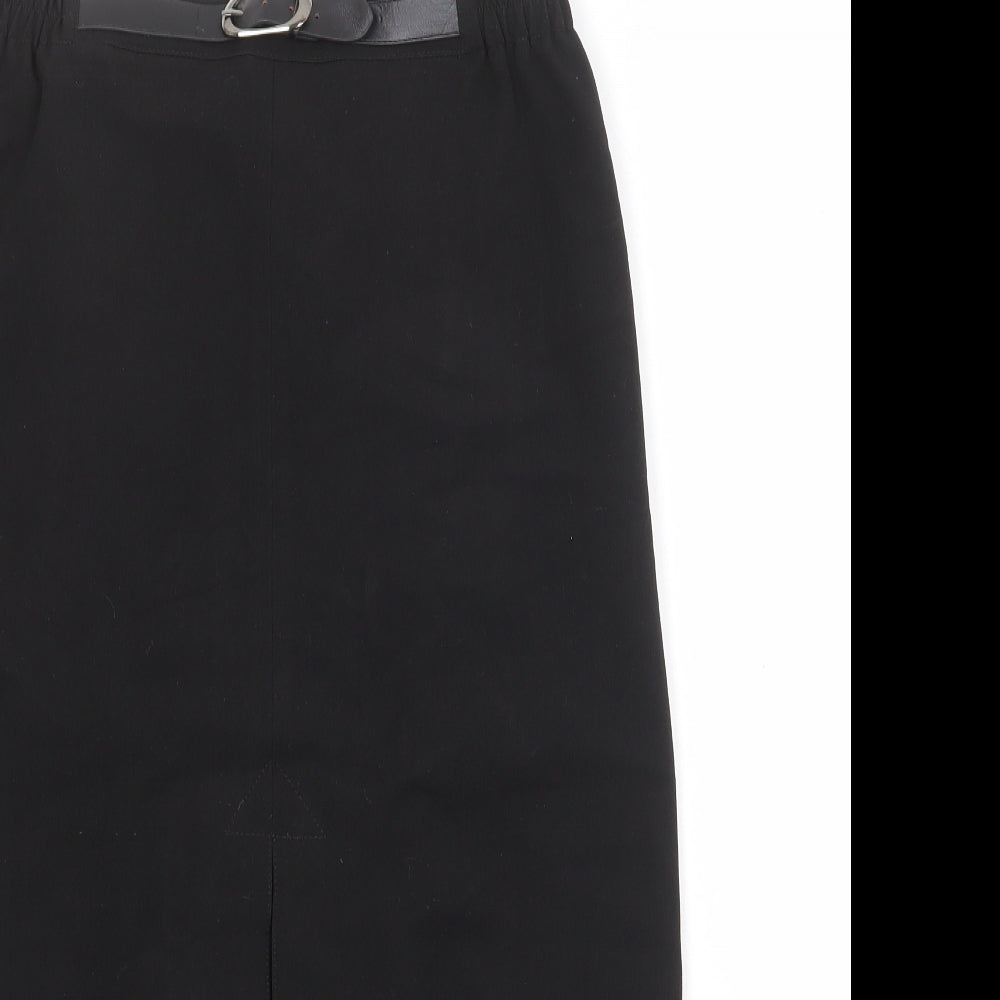 Afibel Womens Black Polyester A-Line Skirt Size 10 Buckle