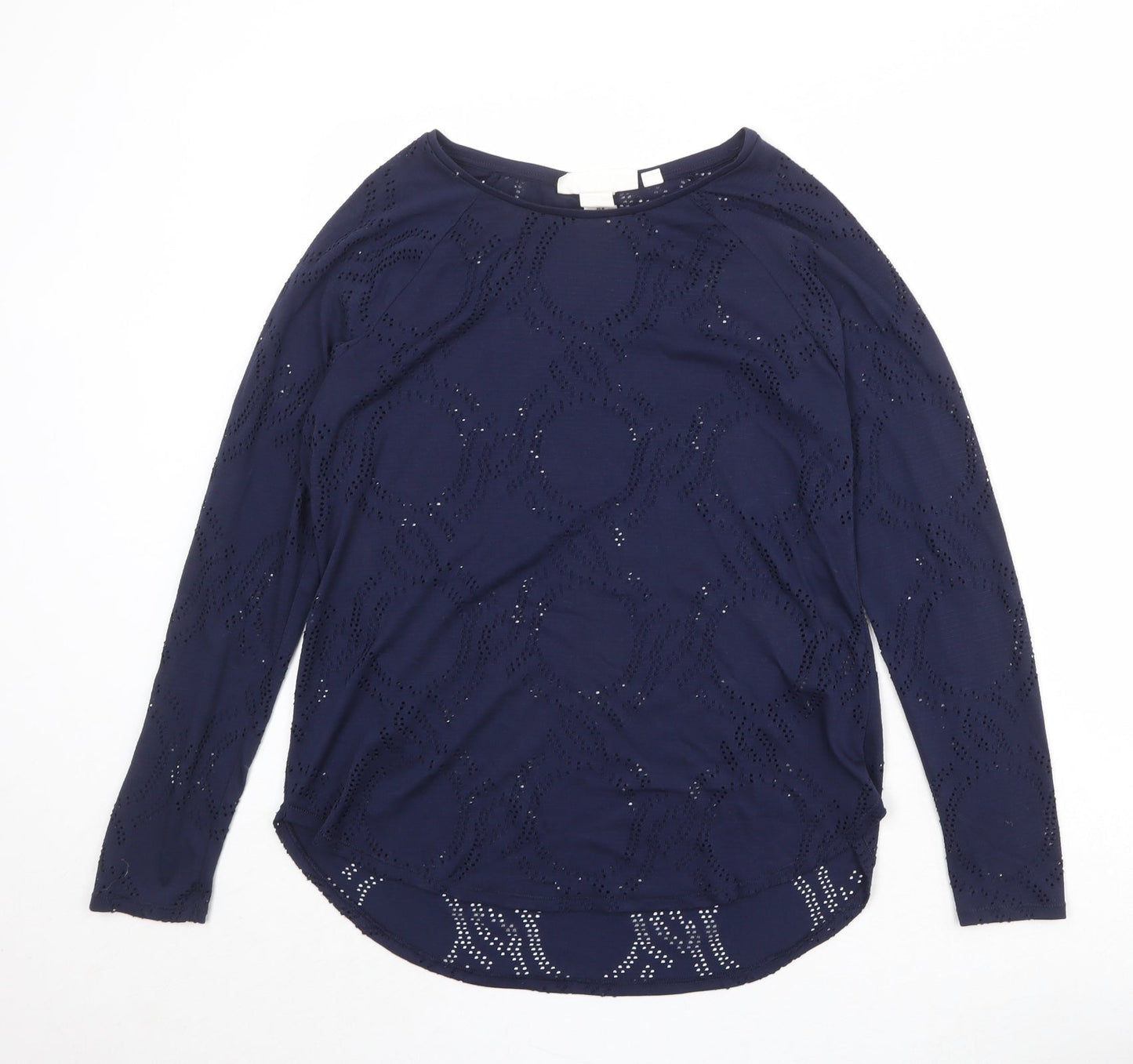 H&M Womens Blue Round Neck Geometric Polyester Pullover Jumper Size M