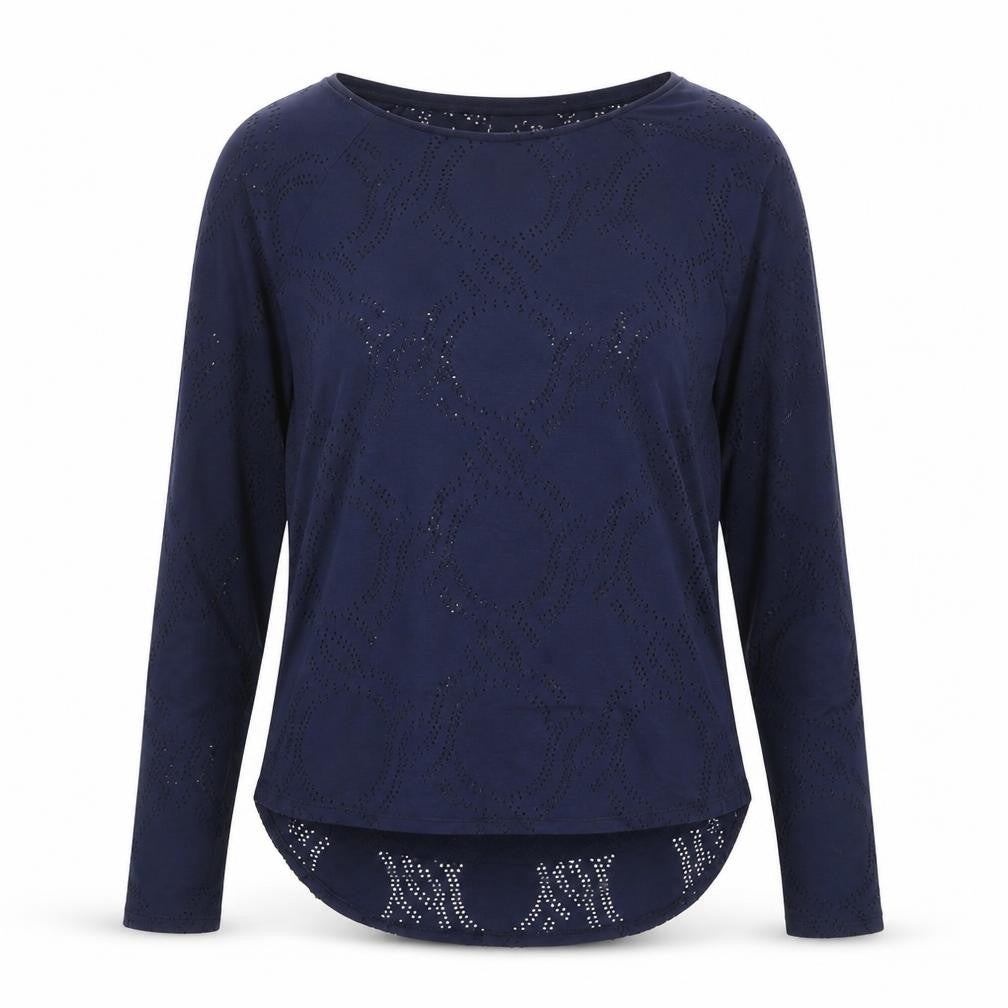 H&M Womens Blue Round Neck Geometric Polyester Pullover Jumper Size M