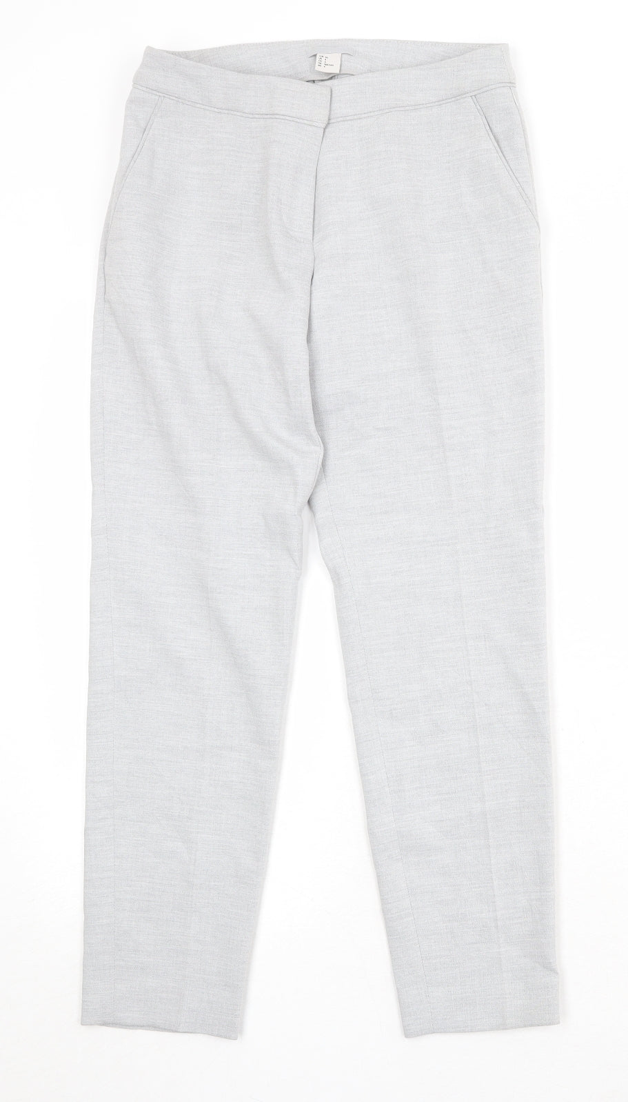 H&M Womens Grey Polyester Trousers Size 8 Regular Zip