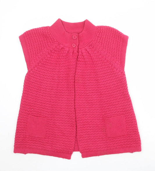 //Text Womens Pink Round Neck Acrylic Cardigan Jumper Size M