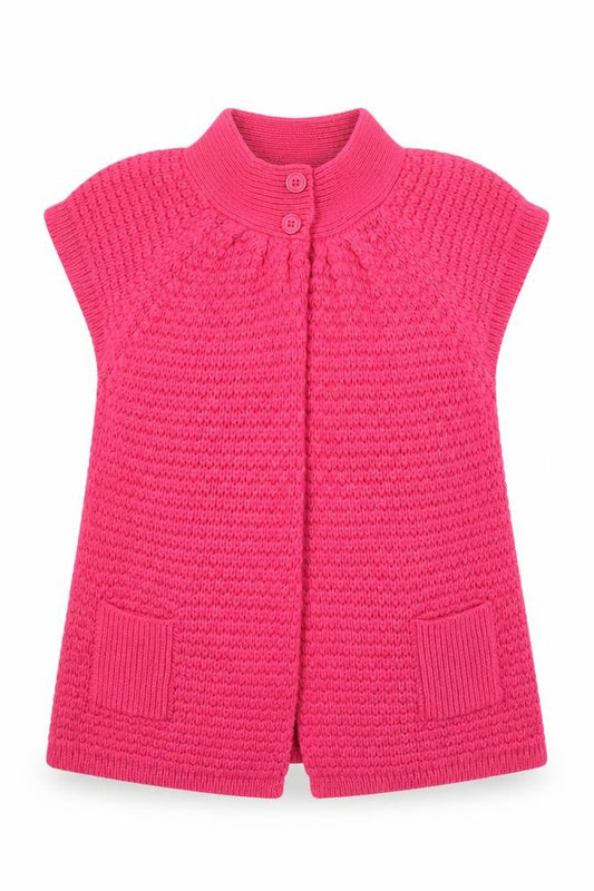 //Text Womens Pink Round Neck Acrylic Cardigan Jumper Size M