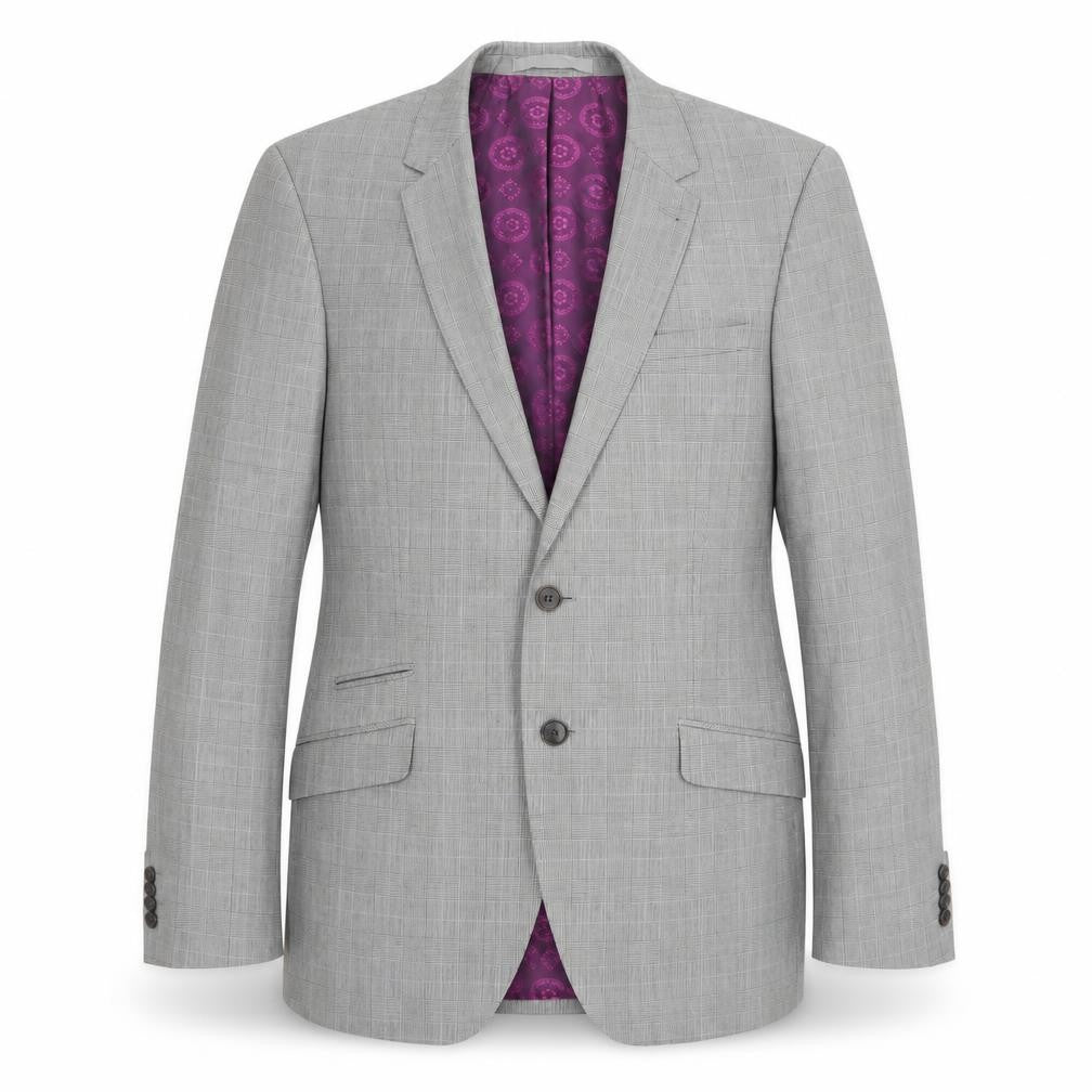 Burton Mens Grey Plaid Polyester Jacket Suit Jacket Size 40 Regular