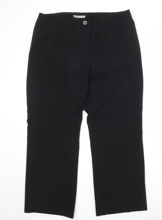 Marks and Spencer Womens Black Polyester Trousers Size 16 Regular Zip