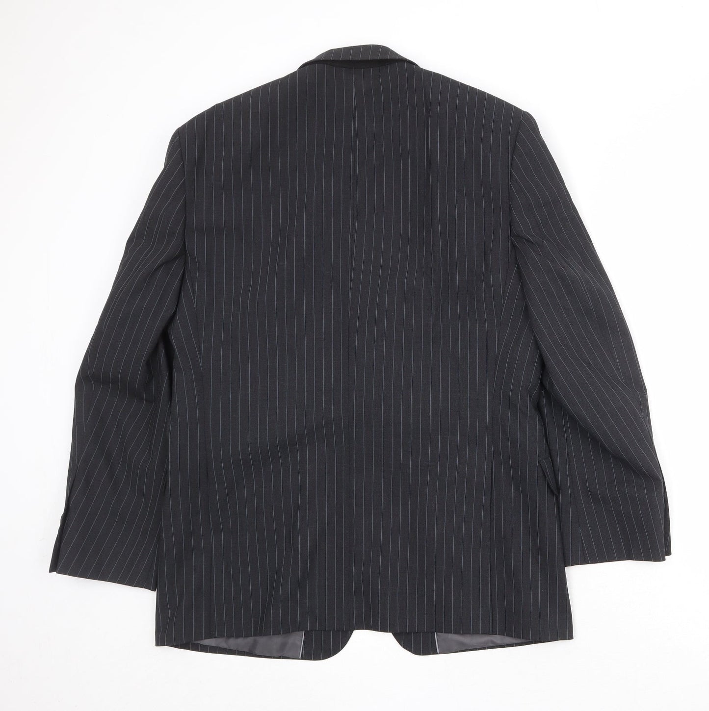 Marks and Spencer Mens Black Striped Polyester Jacket Suit Jacket Size 40 Regular