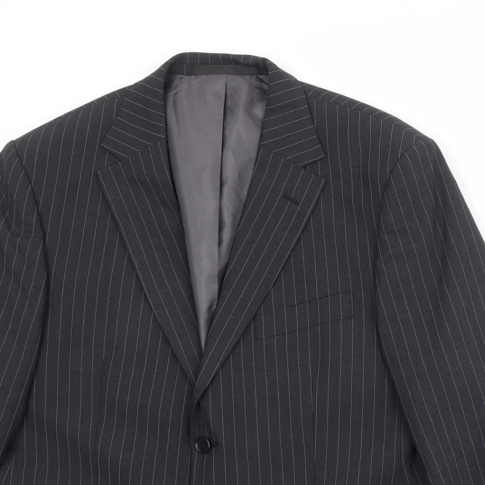 Marks and Spencer Mens Black Striped Polyester Jacket Suit Jacket Size 40 Regular