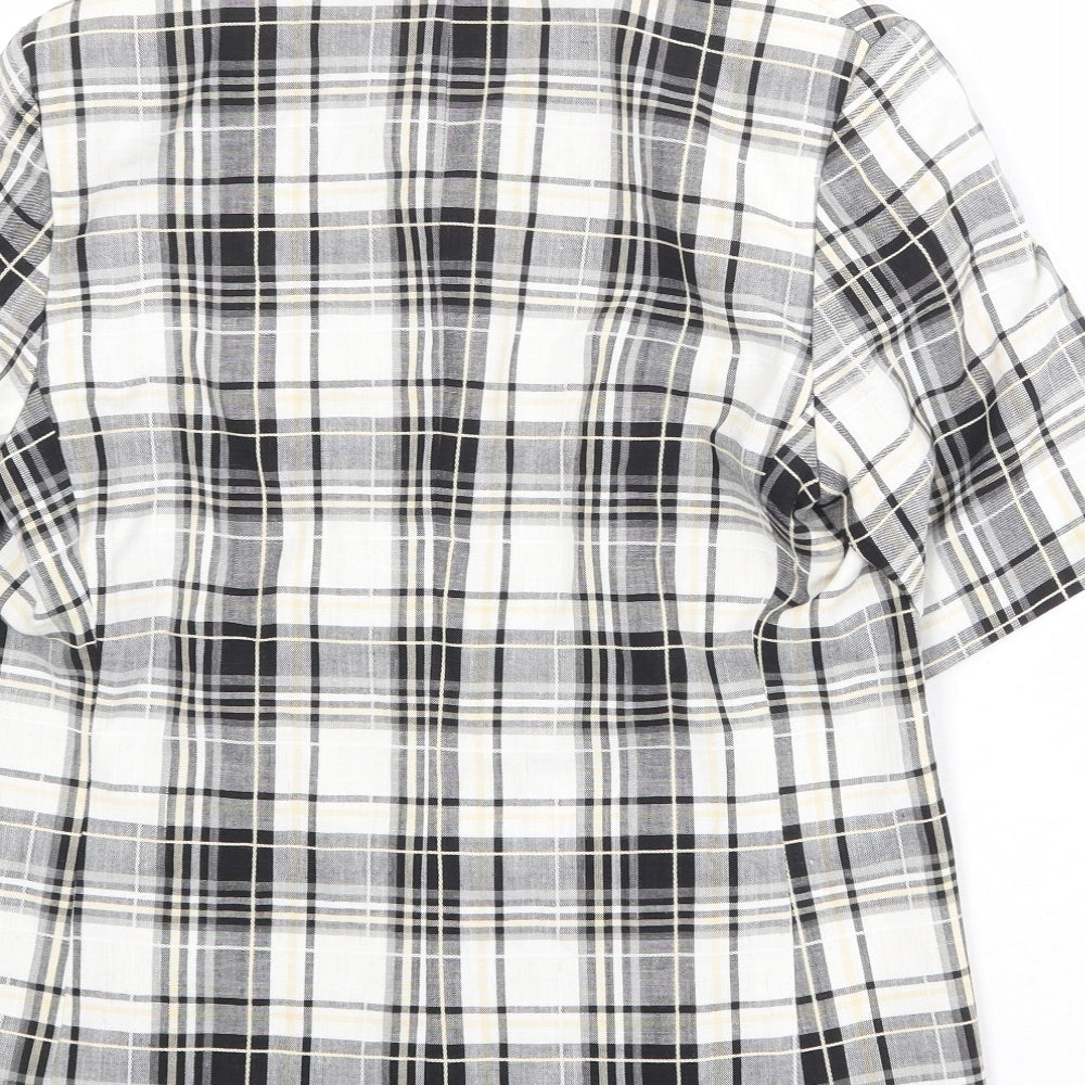 Marks and Spencer Womens White Plaid Polyester Jacket Blazer Size 14