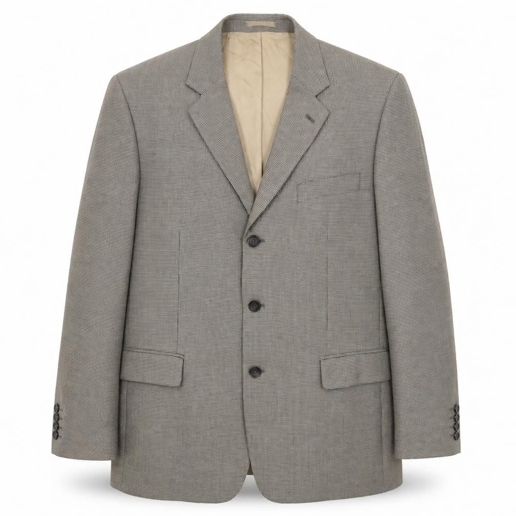 Brook Taverner Mens Beige Geometric Wool Jacket Suit Jacket Size 42 Regular