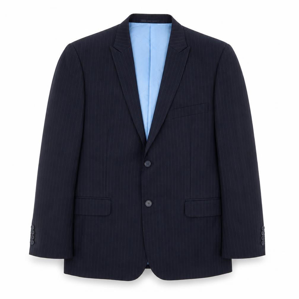French Connection Mens Blue Striped Polyester Jacket Suit Jacket Size 42 Regular