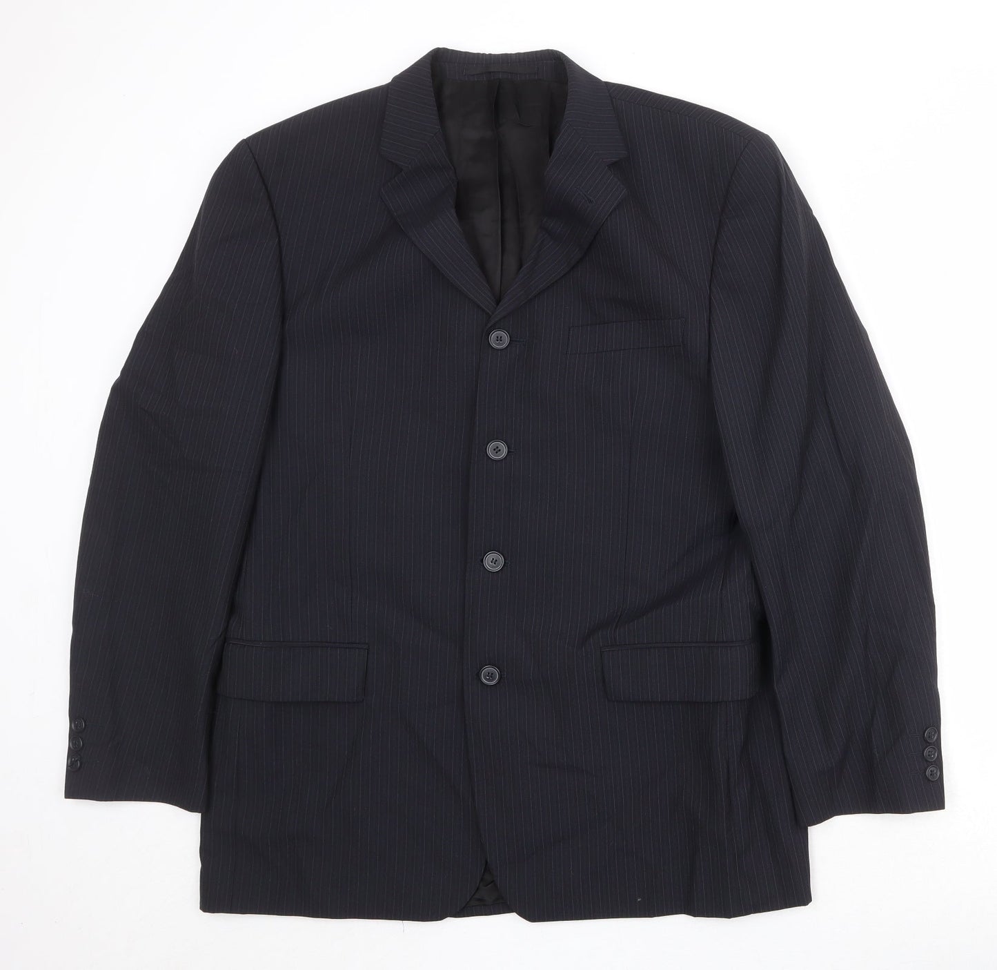NEXT Mens Black Striped Wool Jacket Suit Jacket Size 42 Regular