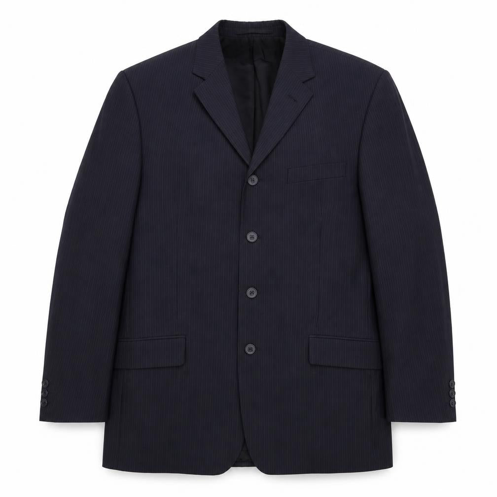 NEXT Mens Black Striped Wool Jacket Suit Jacket Size 42 Regular